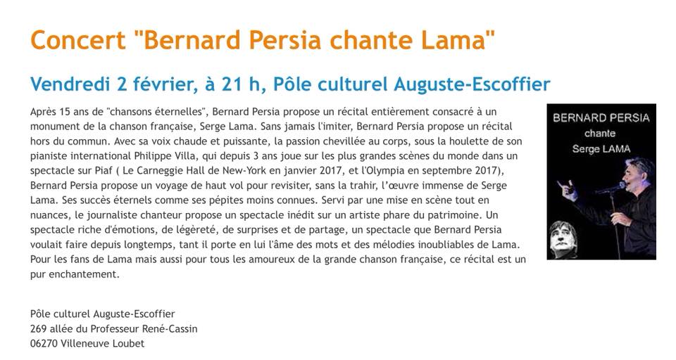 Concert de Bernard Persia à Villeneuve Loubet.