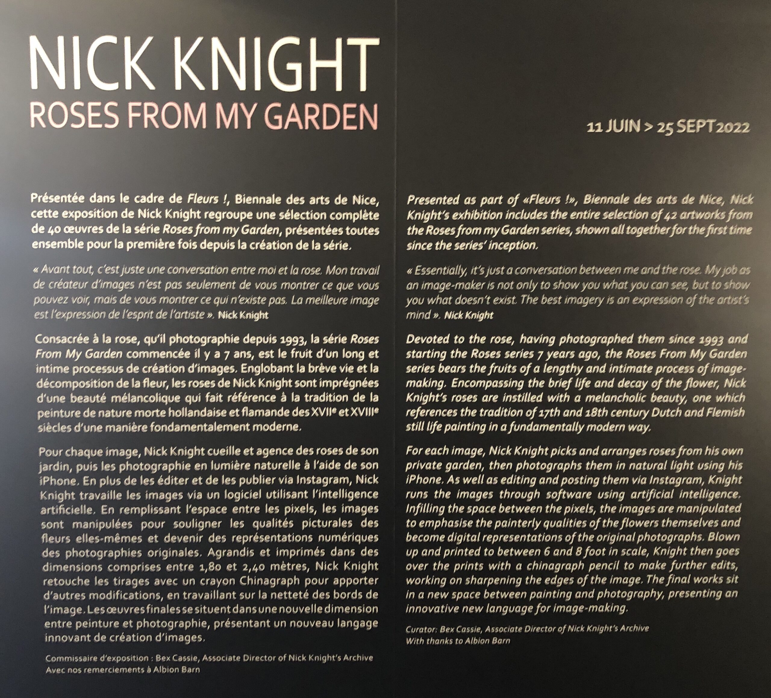 Exposition NICK KNIGHT – ROSES FROM MY GARDEN