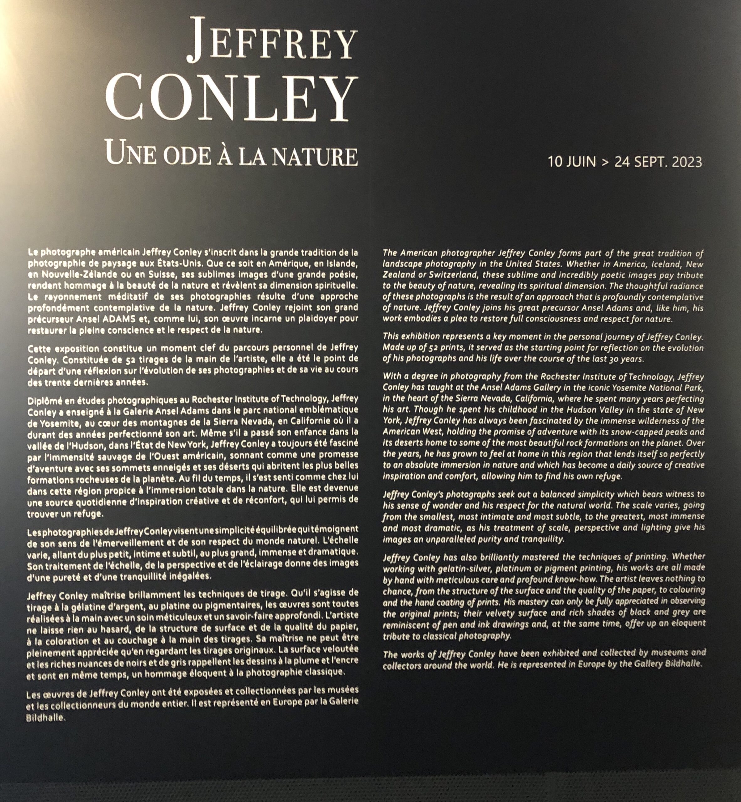 Visite de l’exposition Jeffrey Conley « UNE ODE À LA NATURE »