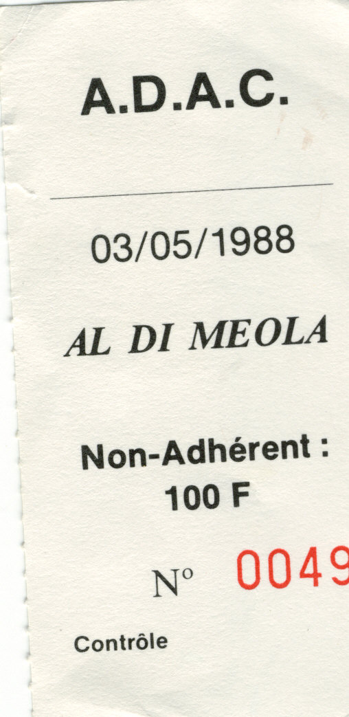 Photographie d’archive de Al Di Meola mai 1988.
