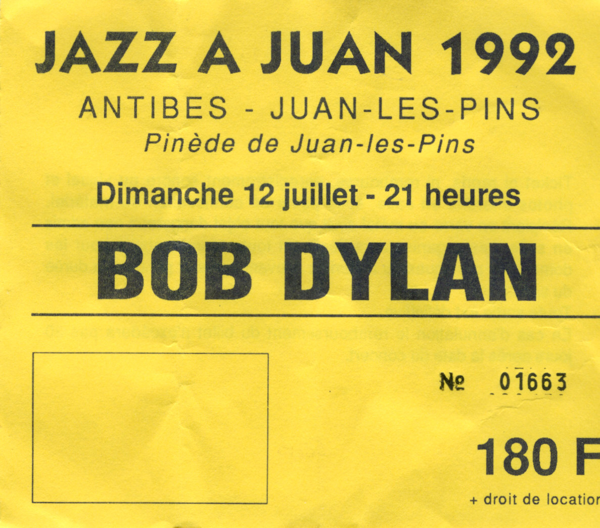 Photographie d’archive de Bob Dylan juillet 1992.