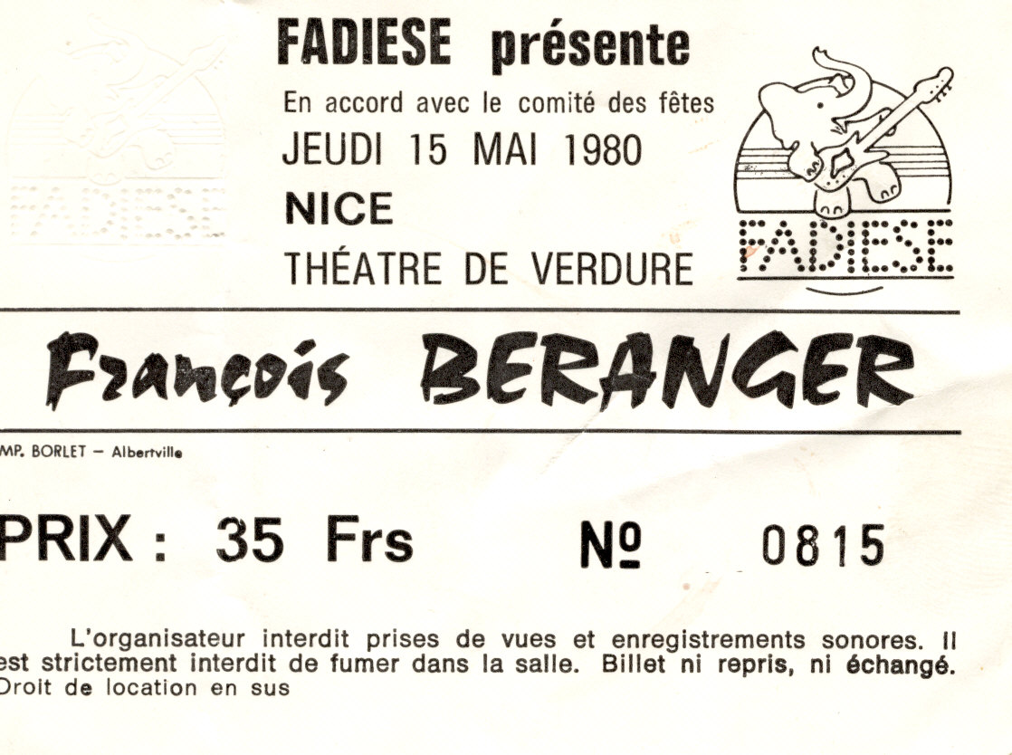 Photographie d’archive de François Béranger, mai 1980.