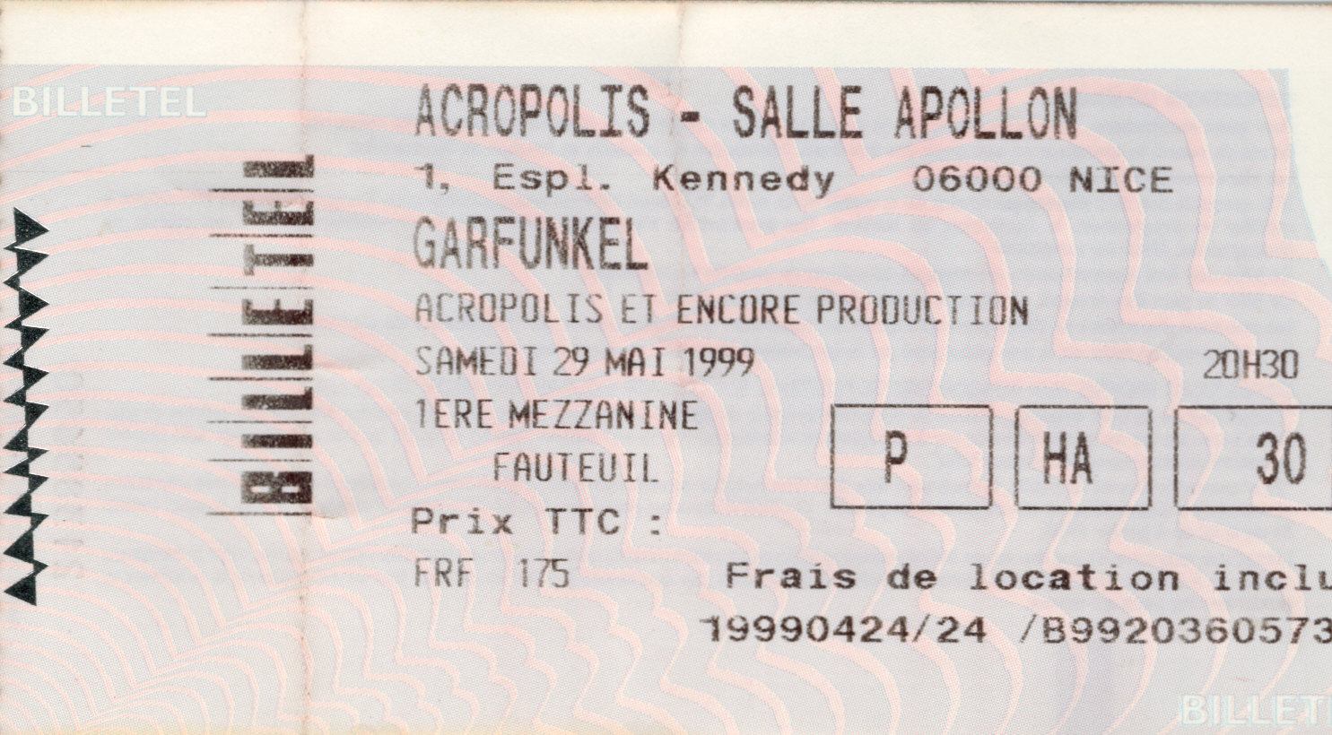 Photographie d’archive : Garfunkel mai 1999.