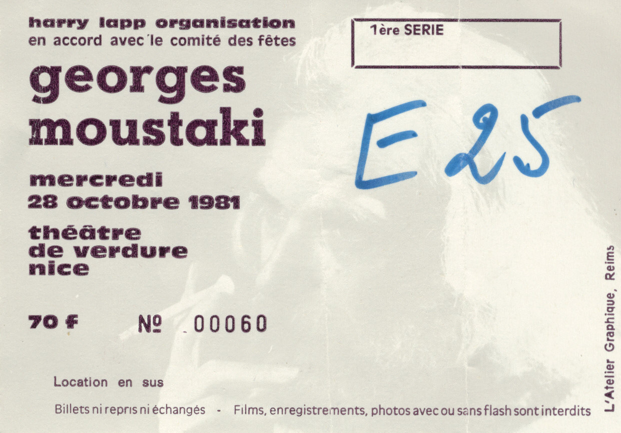 Photographie d’archive de Georges Moustaki, octobre 1981.