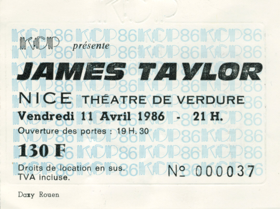 Photographie d’archive de James Taylor avril 1986.