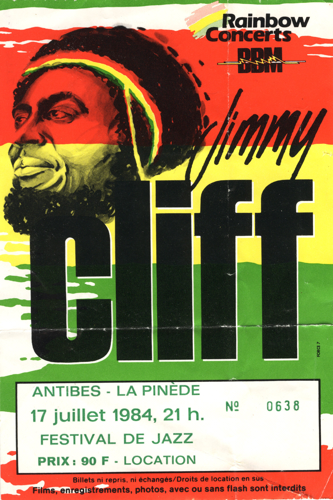 Photographie d’archive de Jimmy Cliff juillet 1984.
