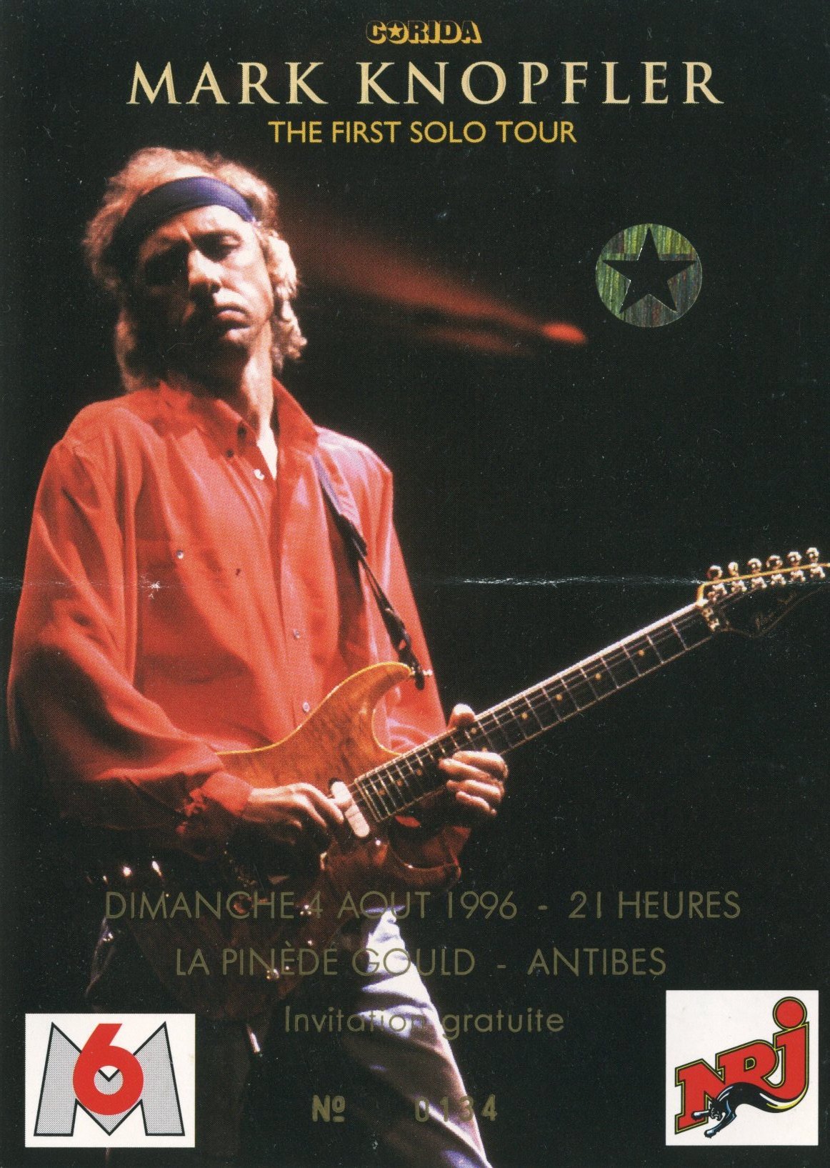 Photographie d’archive : Mark Knopfler Aout 1996.