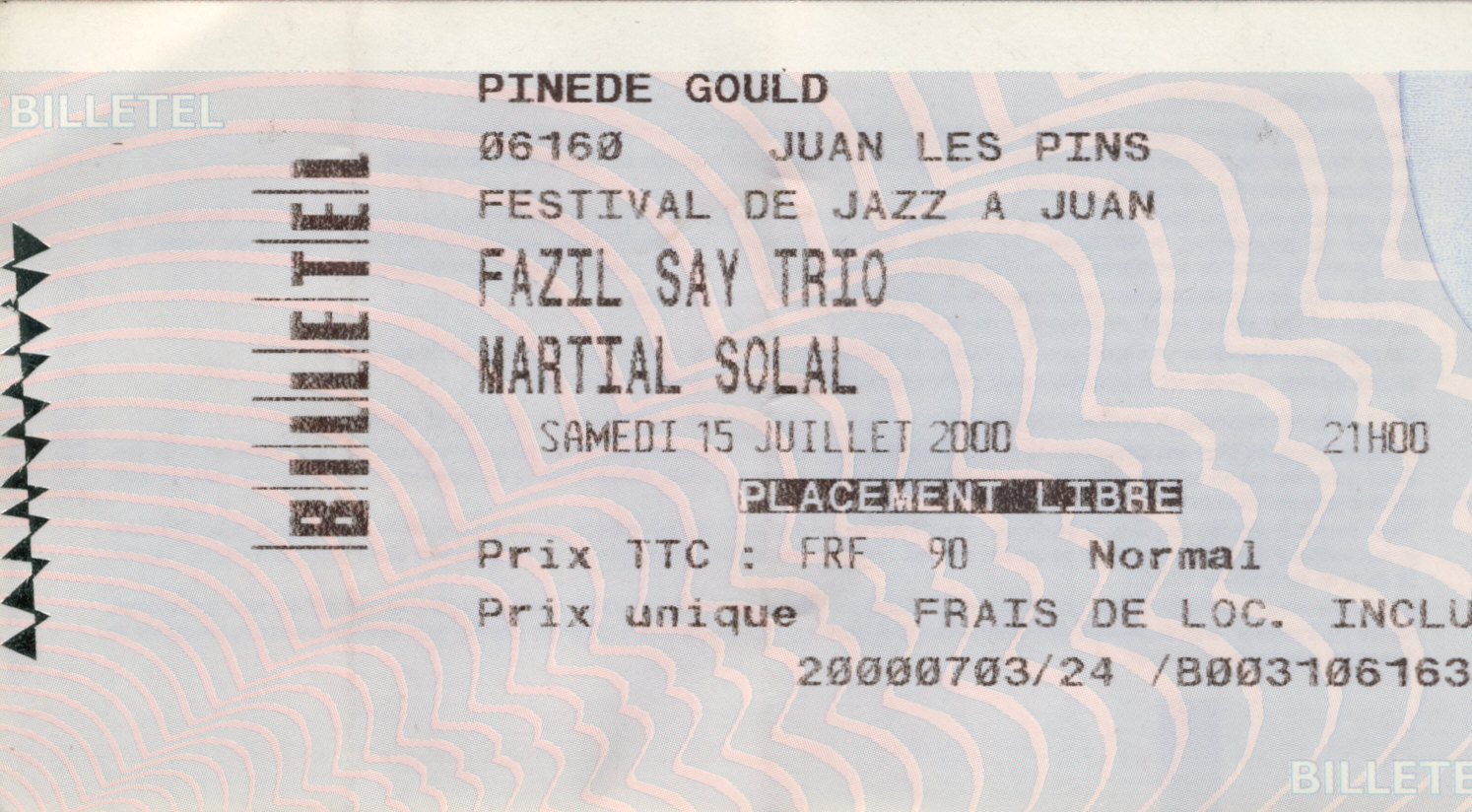 Photographie d’archive : Martial Solal juillet 2000.
