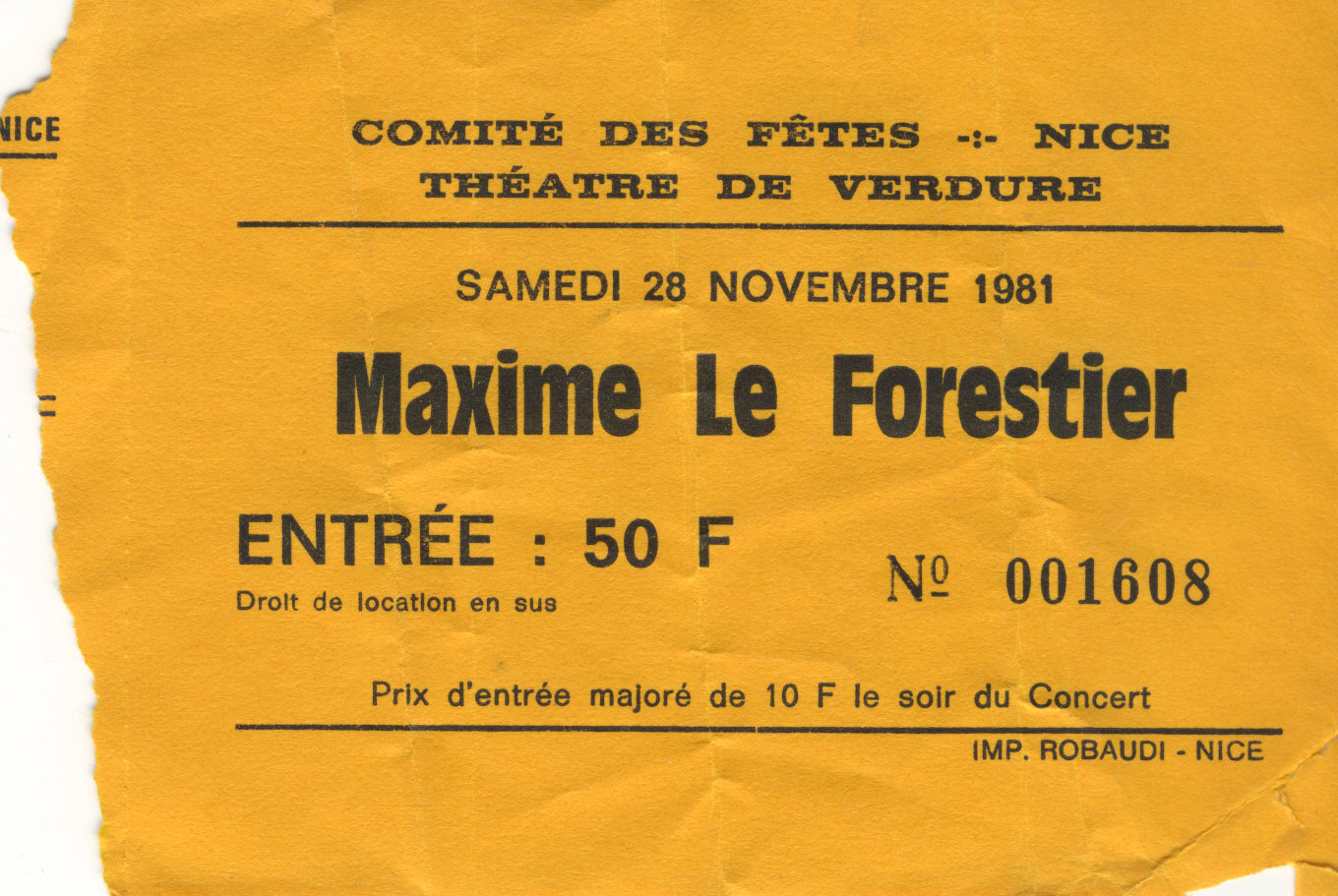 Photographie d’archive de Maxime Le Forestier, novembre 1981.