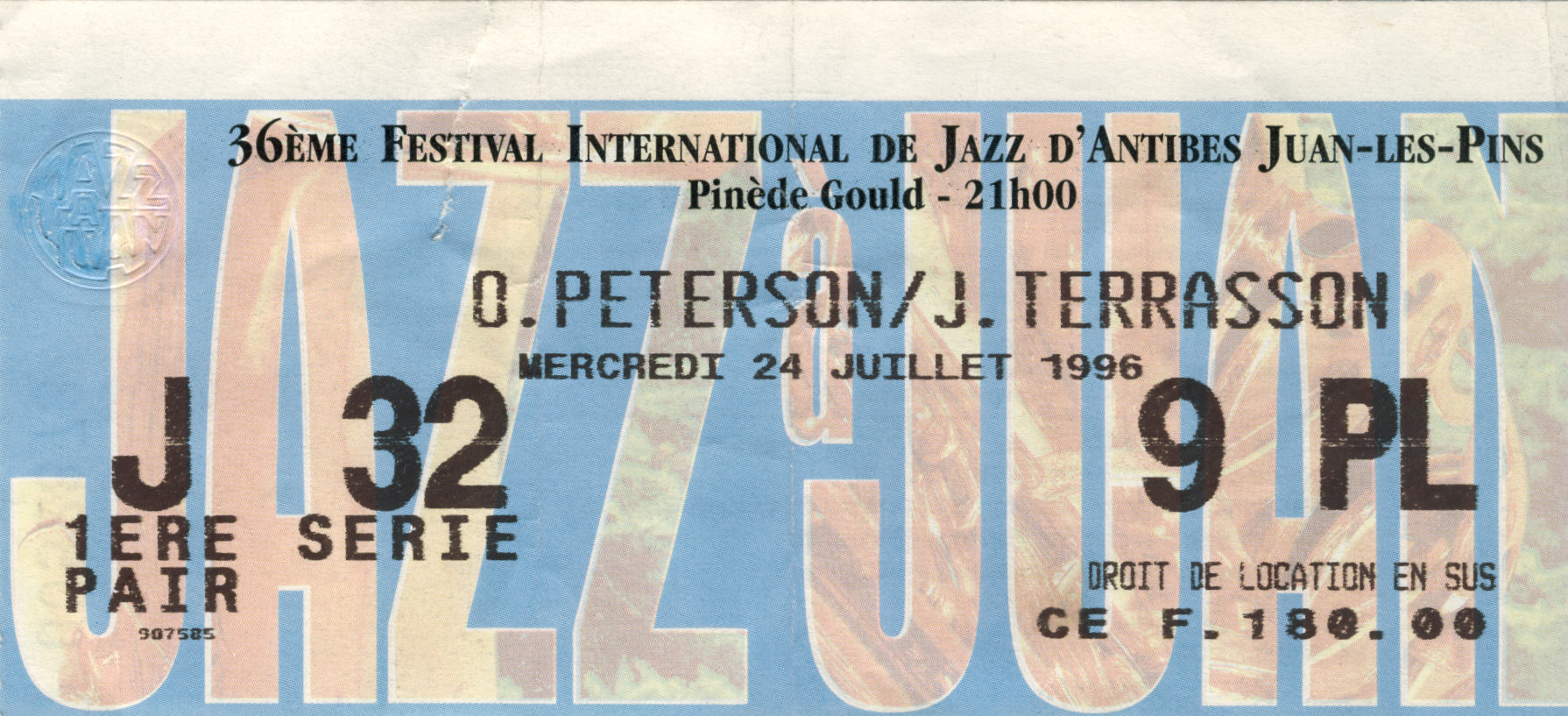 Photographie d’archive : Oscar Peterson et Jacky Terrasson juillet 1996.