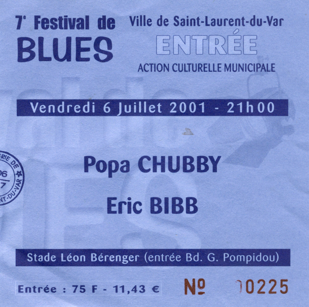 Photographie d’archive : Popa Chubby juillet 2001.
