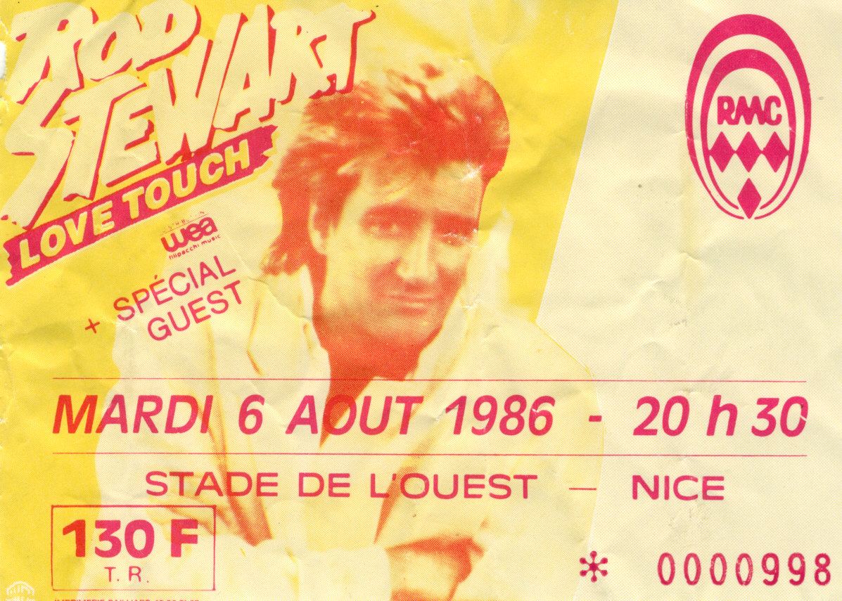 Photographie d’archive de Rod Stewart aout 1986.