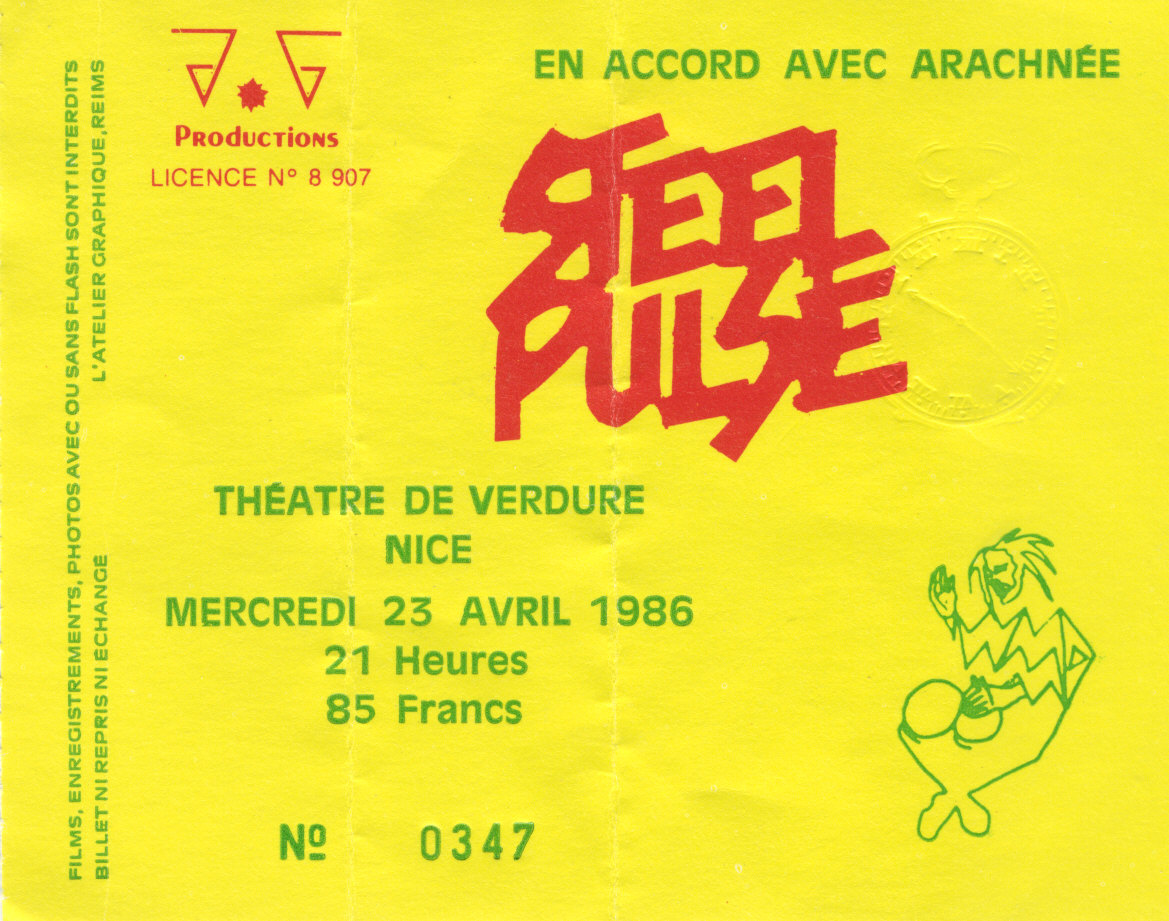 Photographie d’archive de Steel Pulse avril 1986.