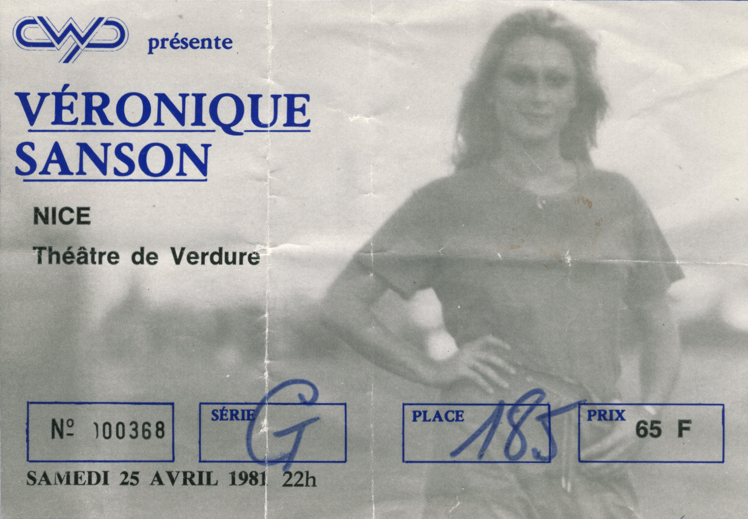Photographie d’archive de Véronique Sanson, avril 1981.
