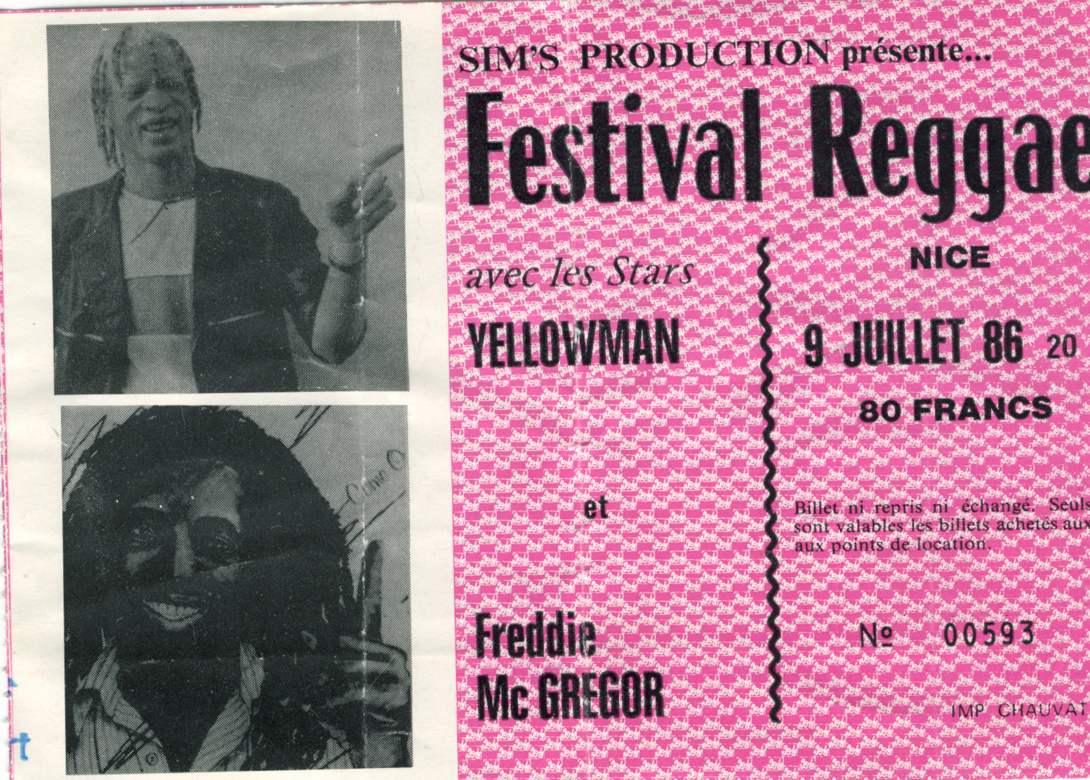 Photographie d’archive de Yellowman juillet 1986.
