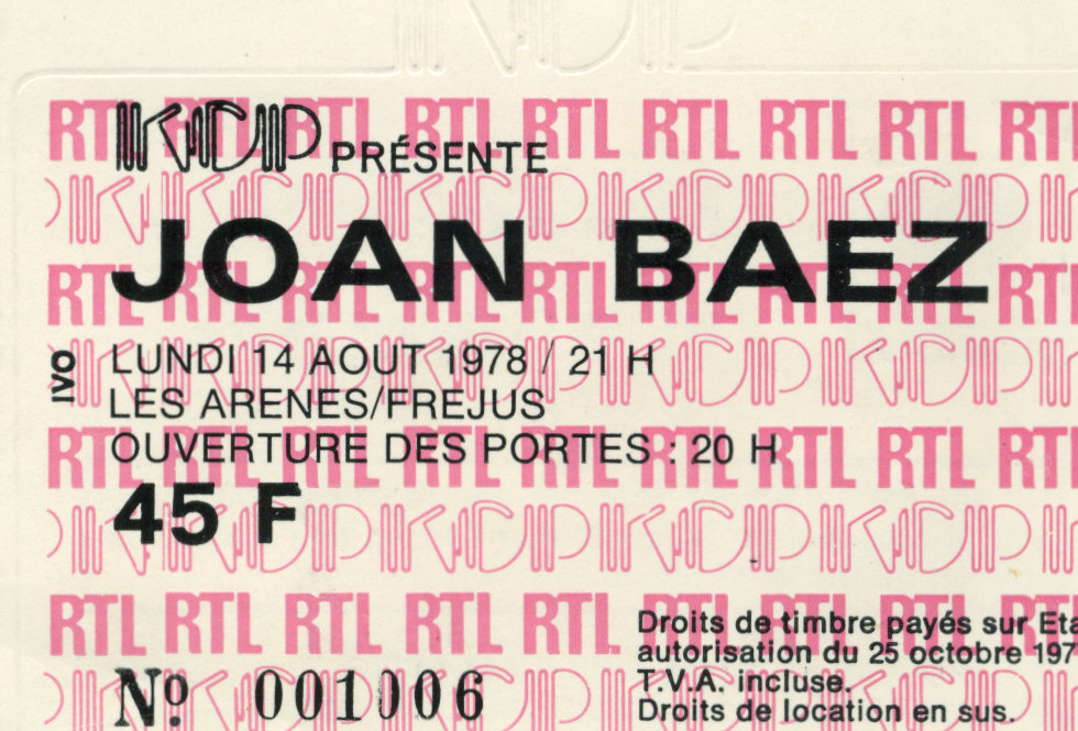 Photographie d’archive de Joan Baez en 1978.