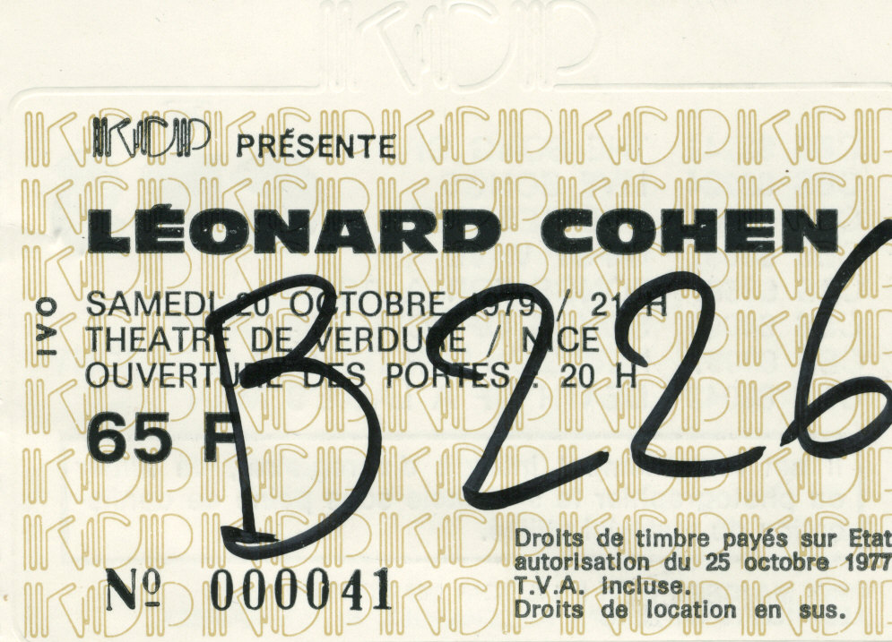 Photographie d’archive de Leonard Cohen en octobre 1979.