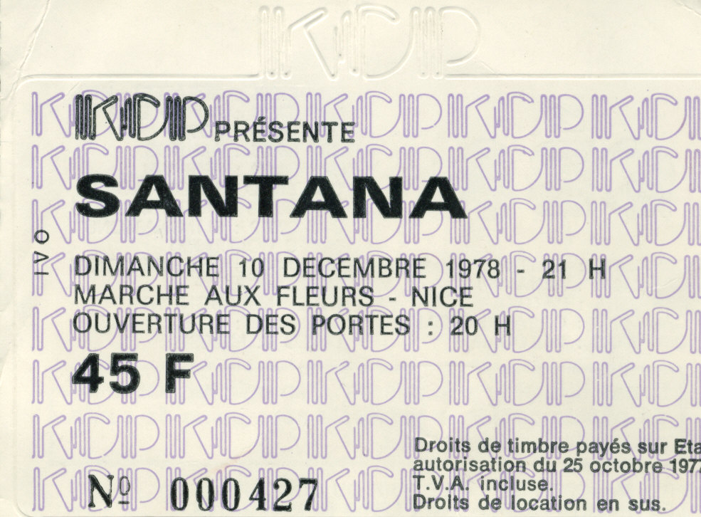 Photographie d’archive de Santana en décembre 1978.