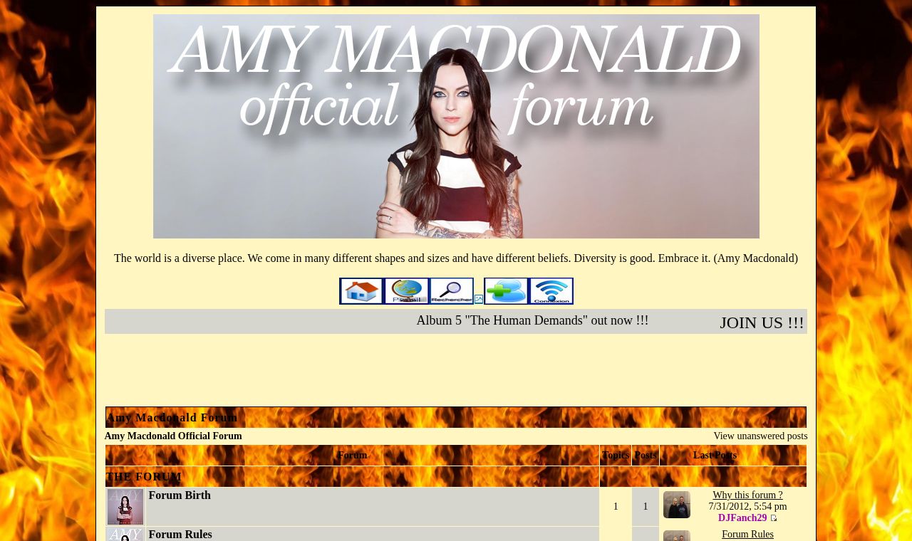 Ouvrir Amy Macdonald Forum : aperçu de sa page d’accueil.